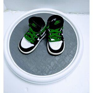 Nike Air Jordan 1 Toddler Sneakers Size 4C Black/White/Green Leather Lace-Up